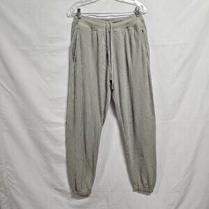 Skims Beige Thermal Waffle Knit Zipper Pocket Lounge Pants Size L